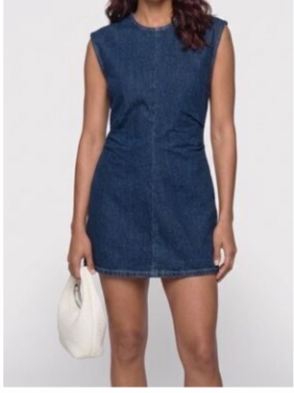 Zara Dark Wash Denim Cotton Sleeveless Stretch Princess Front Seam Mini Dress XL